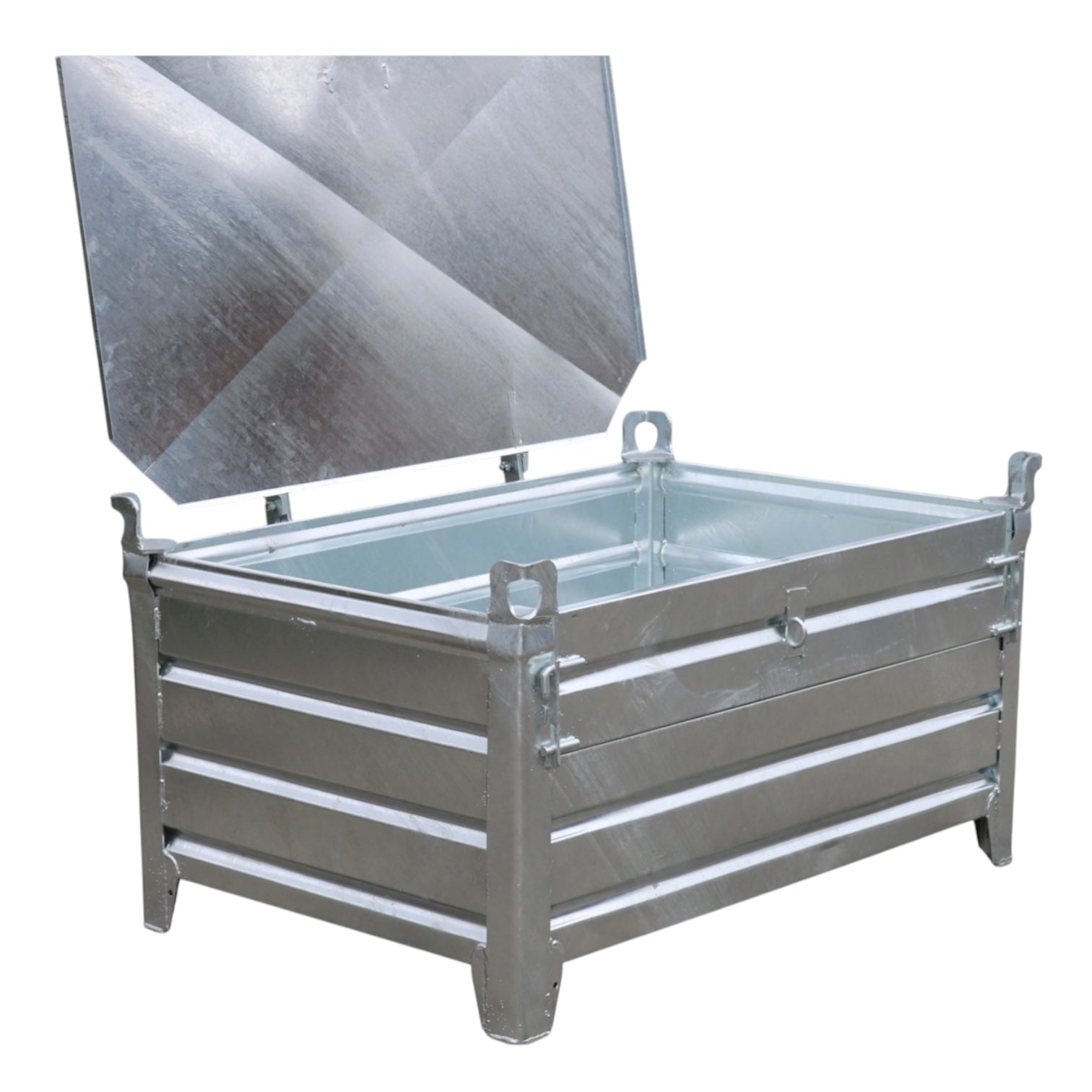 verzinkte stapelbak l met 2 kleppen vaste constructie 800 x 1200 x 500