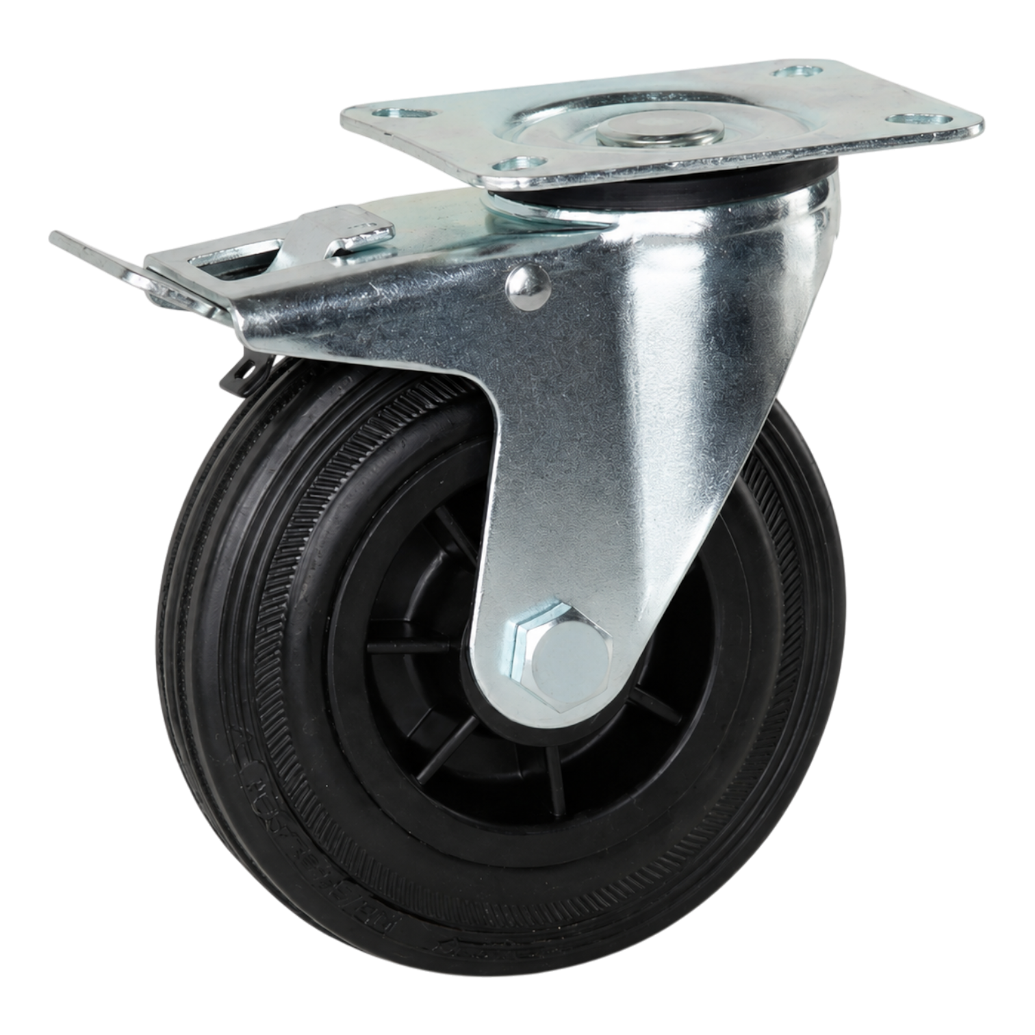 rubberen zwenkwielen geremd 125 mm zw002