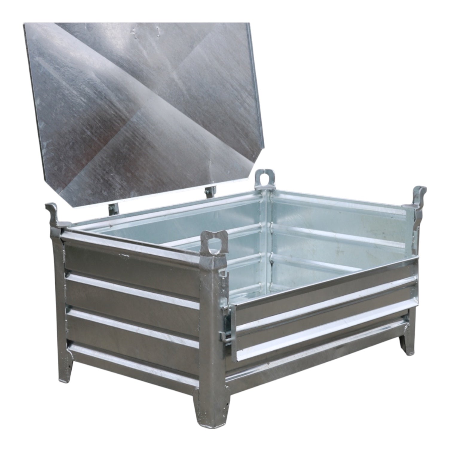 verzinkte stapelbak l met 2 kleppen vaste constructie 800 x 1200 x 500