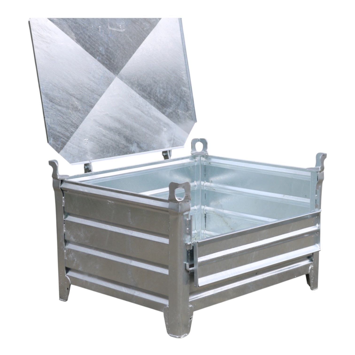 Verzinkte stapelbak M met 2 kleppen geprofileerde staalplaat 800 x 1000 x 500 mm - Afbeelding 13